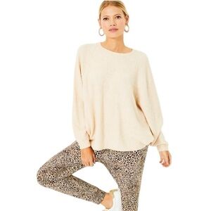 LILLY PULITZER Arienza Dolman Sleeve Sweater Light Heathered SandBar Size XL NEW